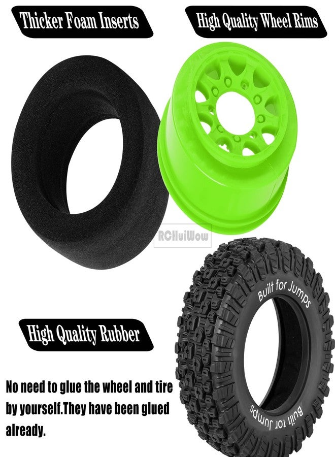 إطارات RCHuiWow سداسية الشكل مقاس 12 مم/14 مم/17 مم لشاحنات التحكم عن بعد بمقياس 1/10، مثل Slash 2WD 4×4 وSenton Axia1 L0S1 وRed cat Rc 4wd، وإطارات شاحنات السباق القصيرة بمقياس 1/10 مع حشوات إسفنجية، 4 قطع، لون أخضر. - Image 5